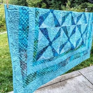 Blue Quilted Bedspread